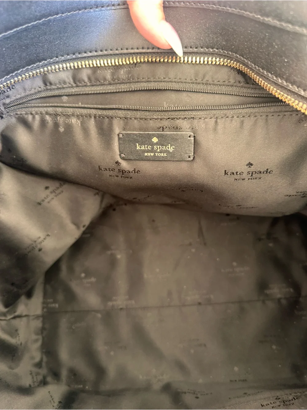 kate spade Black Leather Laptop Tote with Front Pocket